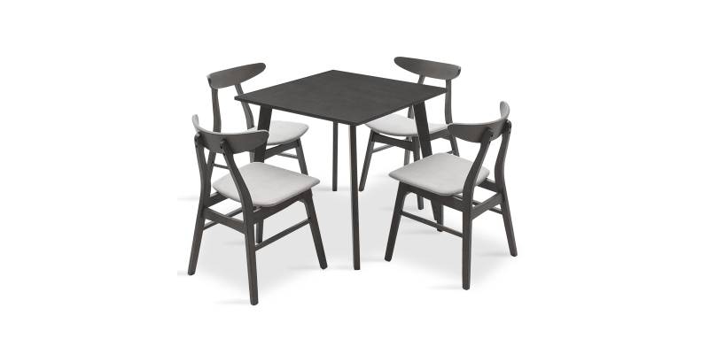 Tραπεζαρία Benson - Orlean pakoworld σετ 5τμχ rustic grey - ύφασμα γκρι 80x80x75εκ