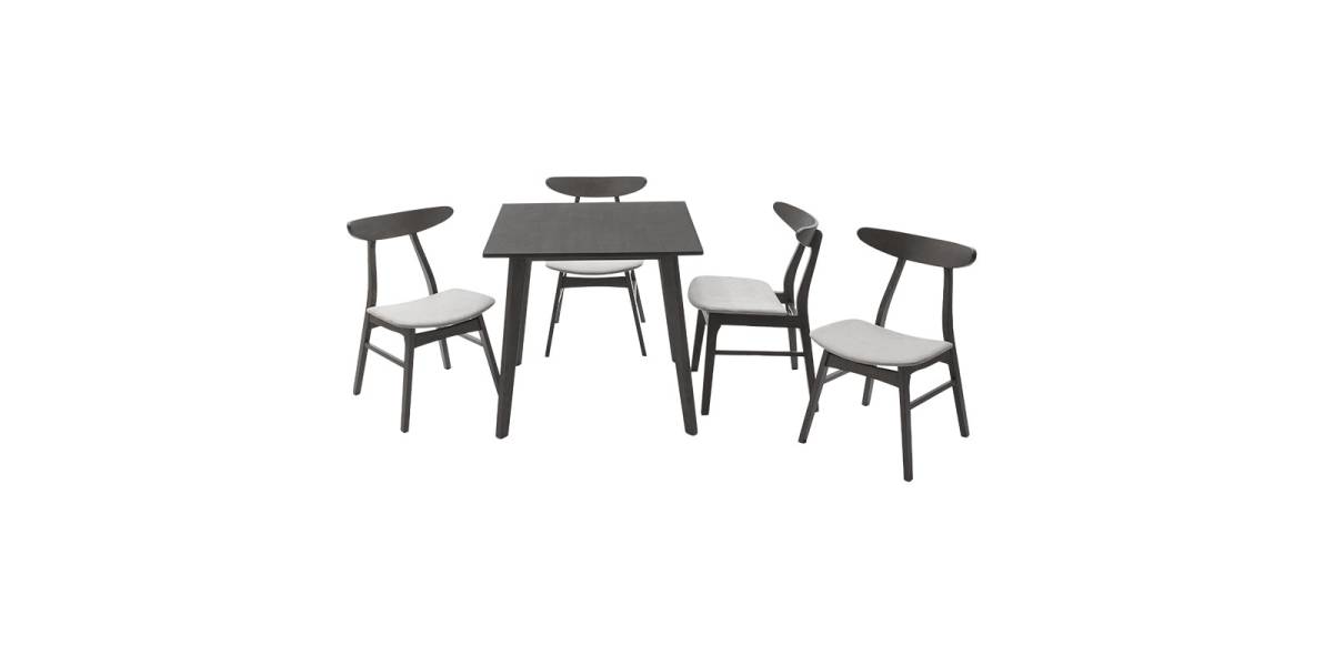 Tραπεζαρία Benson - Orlean pakoworld σετ 5τμχ rustic grey - ύφασμα γκρι 80x80x75εκ
