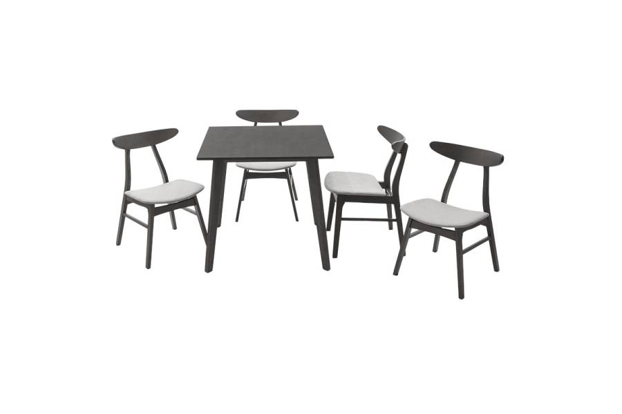 Tραπεζαρία Benson - Orlean pakoworld σετ 5τμχ rustic grey - ύφασμα γκρι 80x80x75εκ