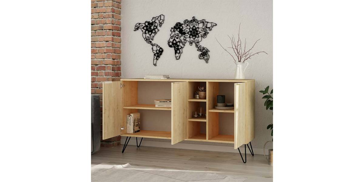Μπουφές Clara pakoworld χρώμα light oak 142x35.5x83εκ