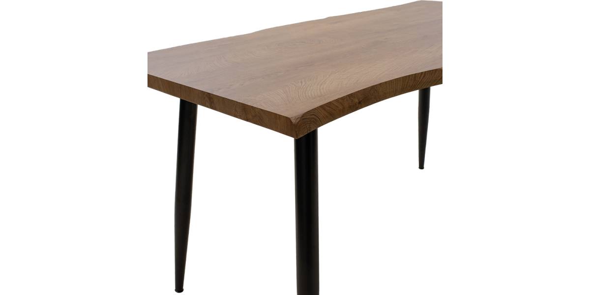 Τραπέζι Neve pakoworld MDF καρυδί-πόδι μεταλλικό μαύρο 140x80x75εκ