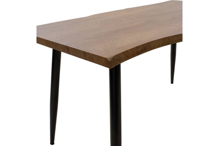 Τραπέζι Neve pakoworld MDF καρυδί-πόδι μεταλλικό μαύρο 140x80x75εκ