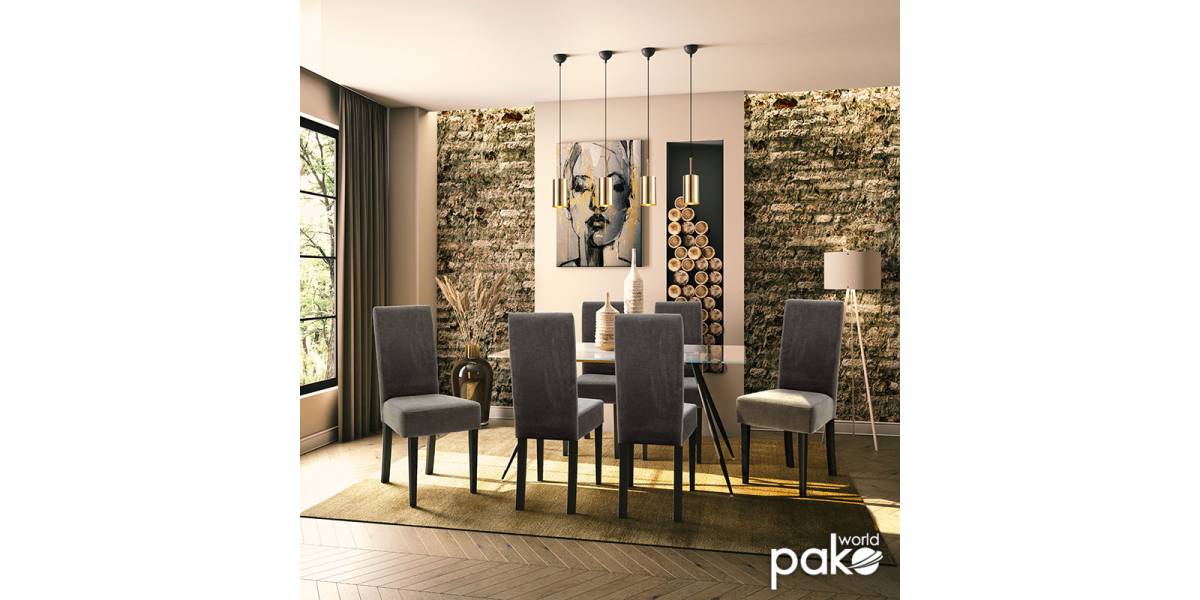 Καρέκλα Ditta pakoworld ανθρακί ύφασμα - πόδια ξύλο μασίφ wenge