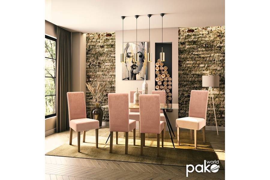 Καρέκλα Ditta pakoworld ύφασμα σάπιο μήλο-πόδι μασίφ ξύλο καρυδί