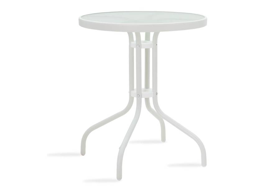 Τραπέζι Watson pakoworld μέταλλο λευκό-γυαλί Φ60x70εκ