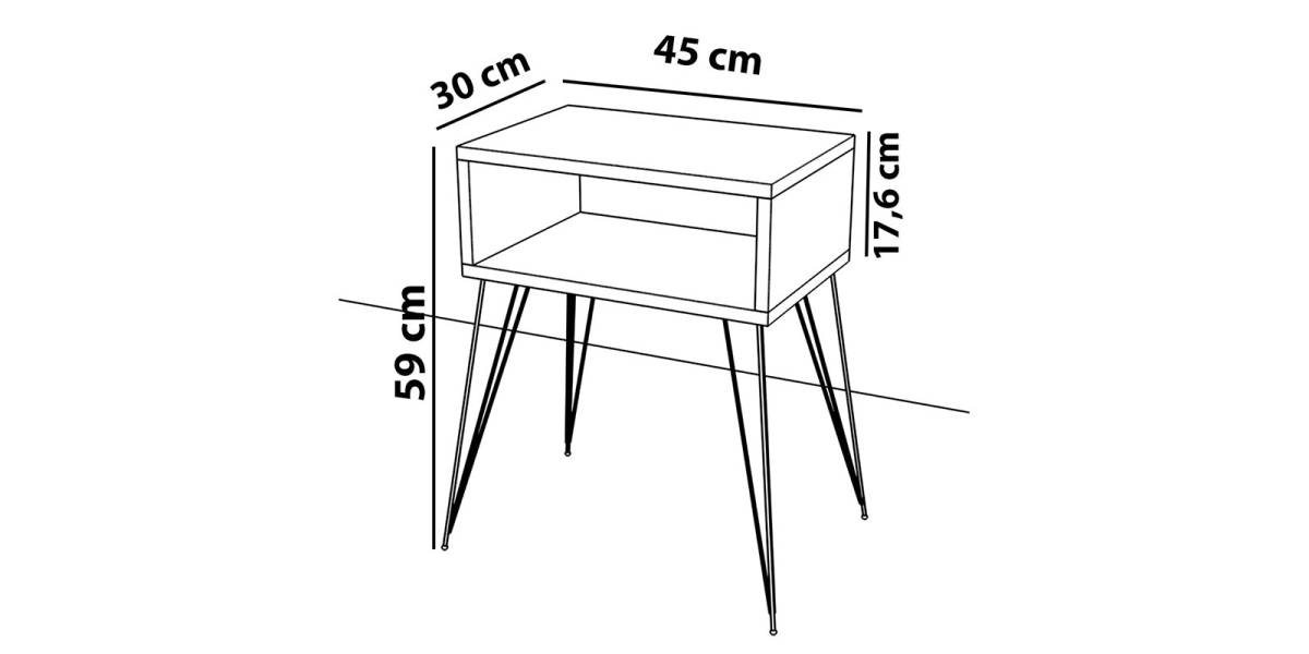 Κομοδίνο Naida pakoworld φυσικό-μαύρο 45x30x59εκ