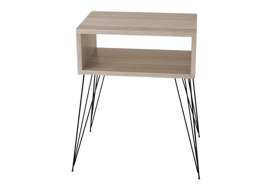 Κομοδίνο Naida pakoworld γκρι-μπεζ-μαύρο 45x30x59εκ