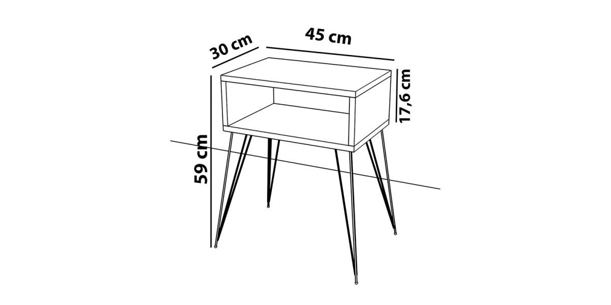 Κομοδίνο Naida pakoworld καρυδί-μαύρο 45x30x59εκ