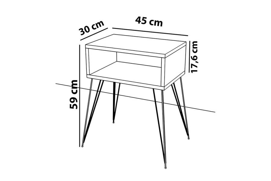 Κομοδίνο Naida pakoworld καρυδί-μαύρο 45x30x59εκ