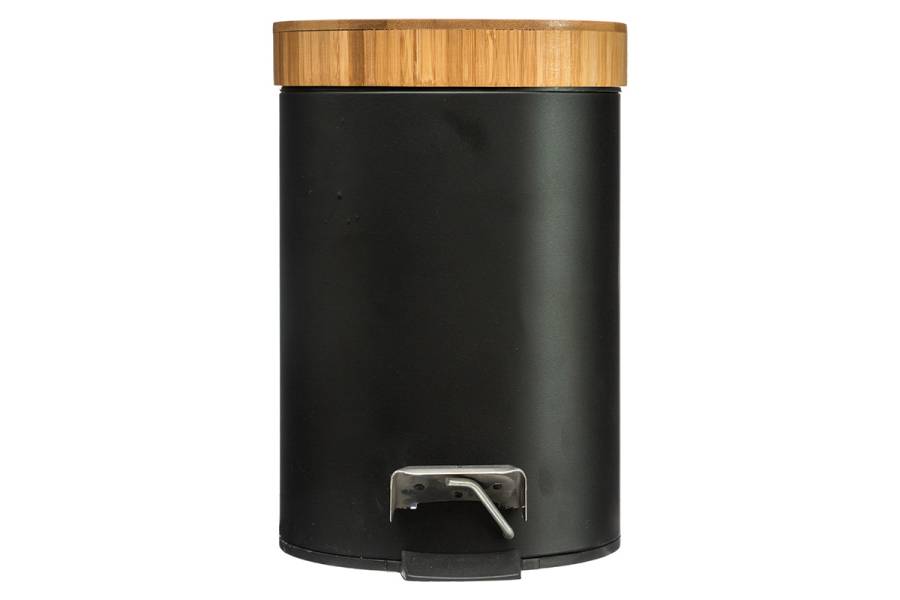 Κάδος απορριμμάτων 3L Dustbin pakoworld μέταλλο-pp μαύρο-oak