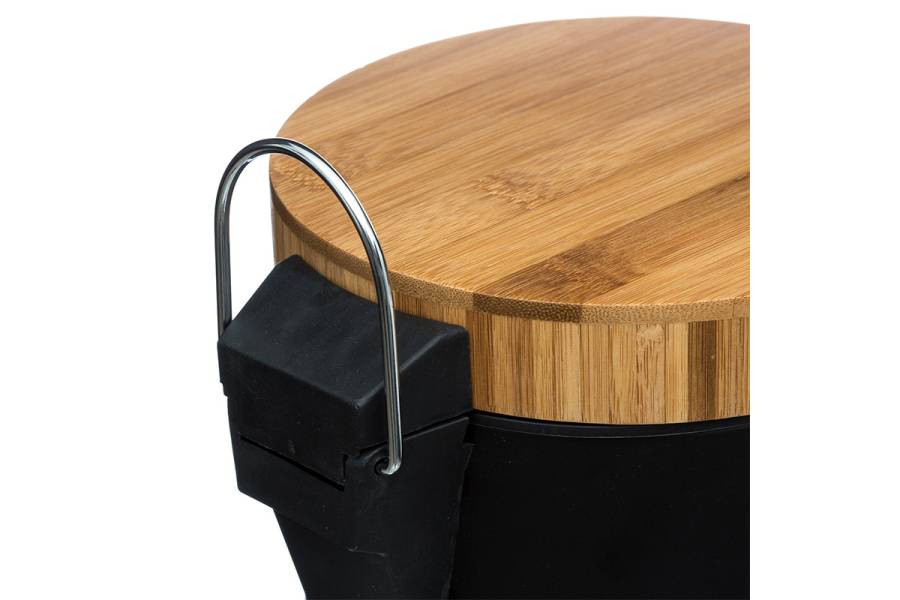 Κάδος απορριμμάτων 3L Dustbin pakoworld μέταλλο-pp μαύρο-oak