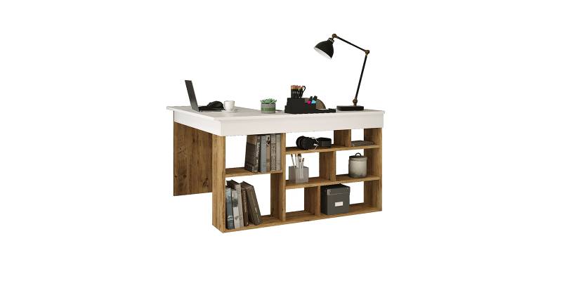 Γραφείο γωνιακό Rosaline pakoworld λευκό-oak 120x129x72εκ