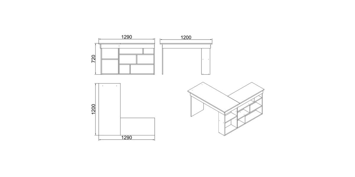 Γραφείο γωνιακό Rosaline pakoworld λευκό-oak 120x129x72εκ