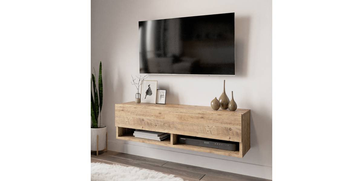 Έπιπλο τηλεόρασης επιτοίχιο Roscoe pakoworld oak 100x31,5x29,5εκ