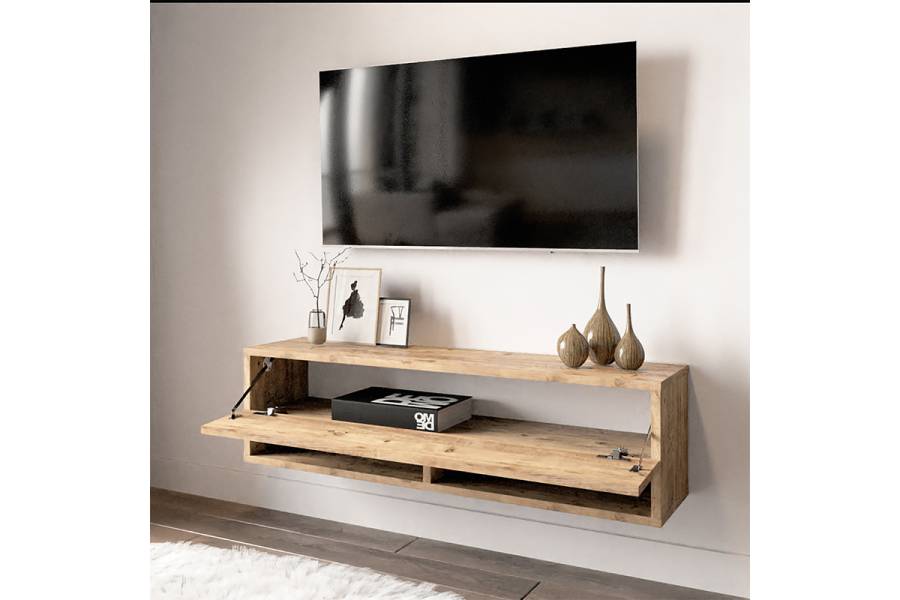 Έπιπλο τηλεόρασης επιτοίχιο Roscoe pakoworld oak 100x31,5x29,5εκ