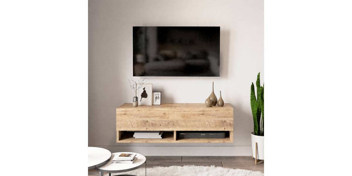 Έπιπλο τηλεόρασης επιτοίχιο Roscoe pakoworld oak 100x31,5x29,5εκ