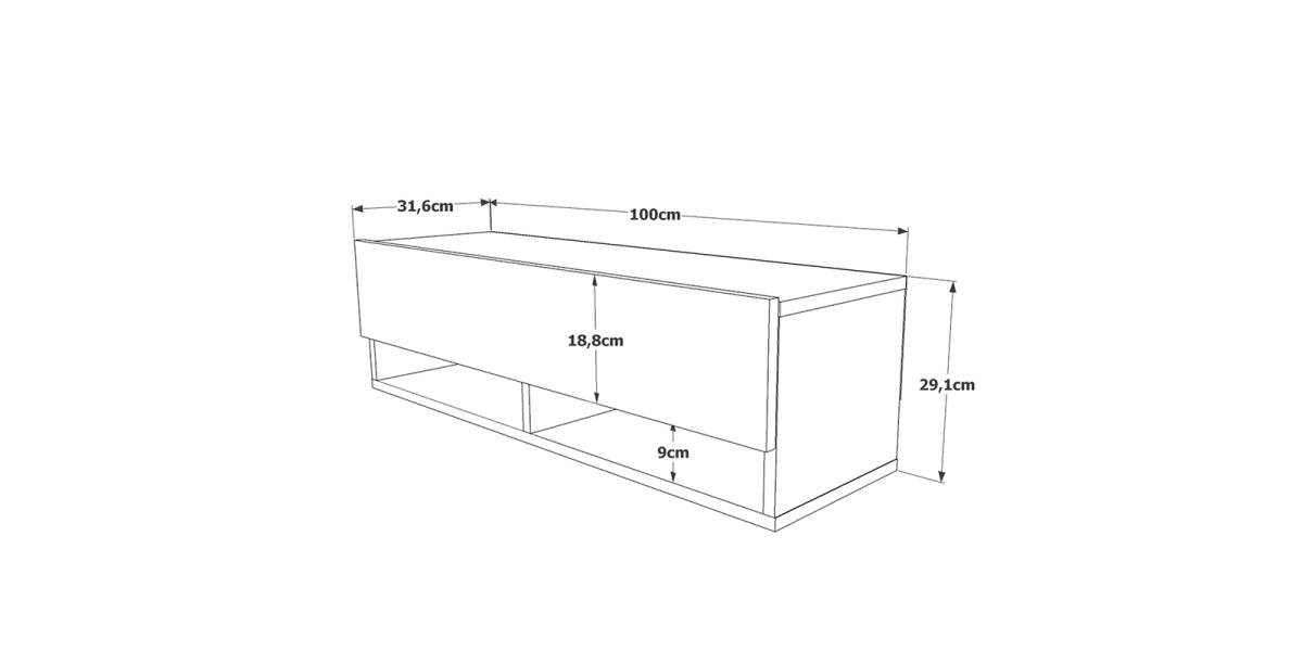 Έπιπλο τηλεόρασης επιτοίχιο Roscoe pakoworld oak 100x31,5x29,5εκ
