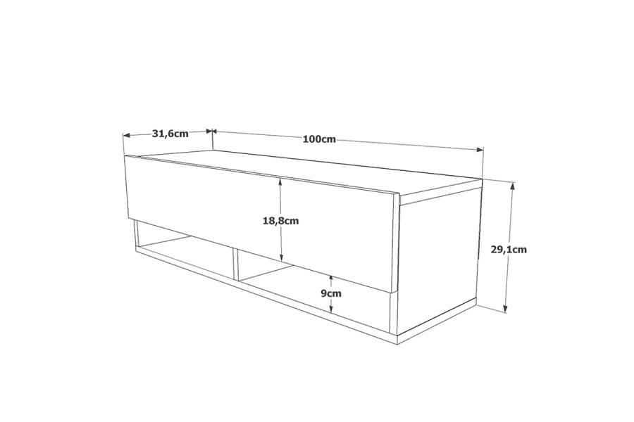 Έπιπλο τηλεόρασης επιτοίχιο Roscoe pakoworld oak 100x31,5x29,5εκ