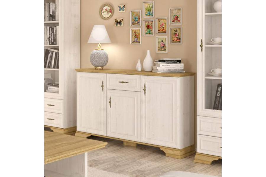 Μπουφές Jaden pakoworld golden oak-λευκό antique 137,5x39x88,5εκ