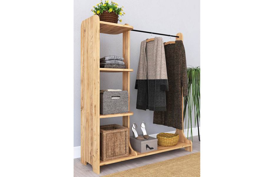 Έπιπλο εισόδου Renesme pakoworld ανοιχτό καρυδί 106x35x128εκ