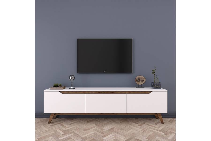 Έπιπλο τηλεόρασης Kasandra pakoworld λευκό-καρυδί 180x35x48,5εκ
