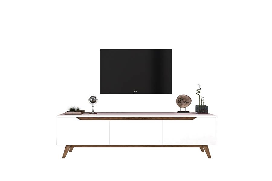 Έπιπλο τηλεόρασης Kasandra pakoworld λευκό-καρυδί 180x35x48,5εκ