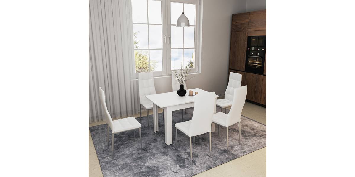 Τραπέζι Quiin pakoworld επεκτεινόμενο λευκό 120-174x70x73.5εκ