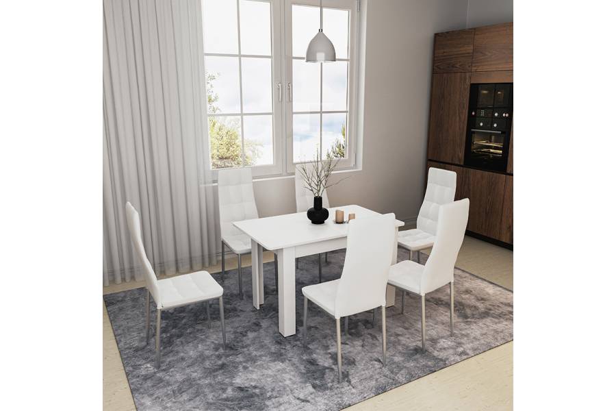Τραπέζι Quiin pakoworld επεκτεινόμενο λευκό 120-174x70x73.5εκ
