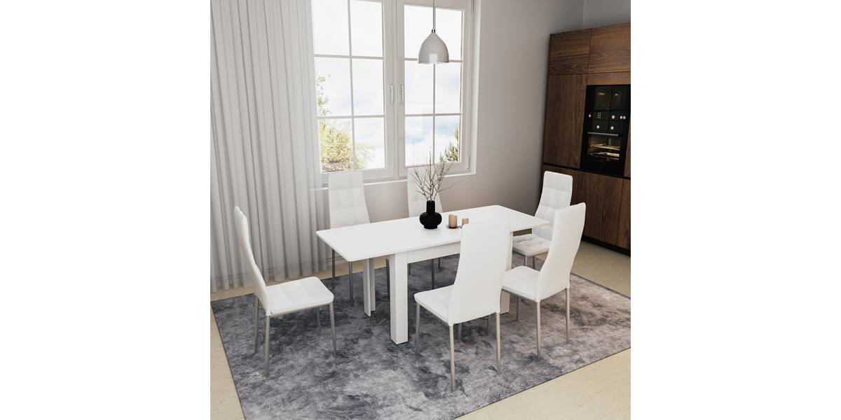 Τραπέζι Quiin pakoworld επεκτεινόμενο λευκό 120-174x70x73.5εκ