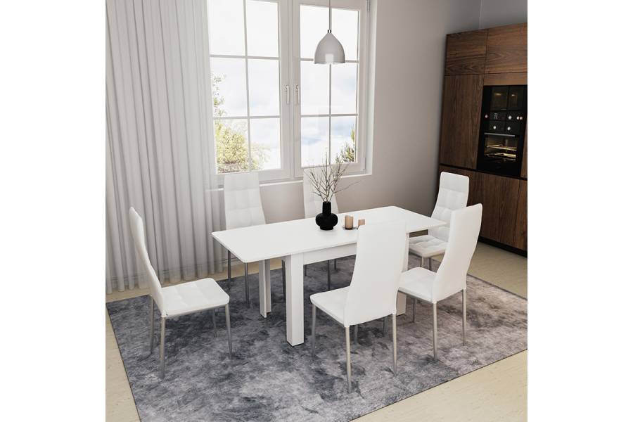 Τραπέζι Quiin pakoworld επεκτεινόμενο λευκό 120-174x70x73.5εκ