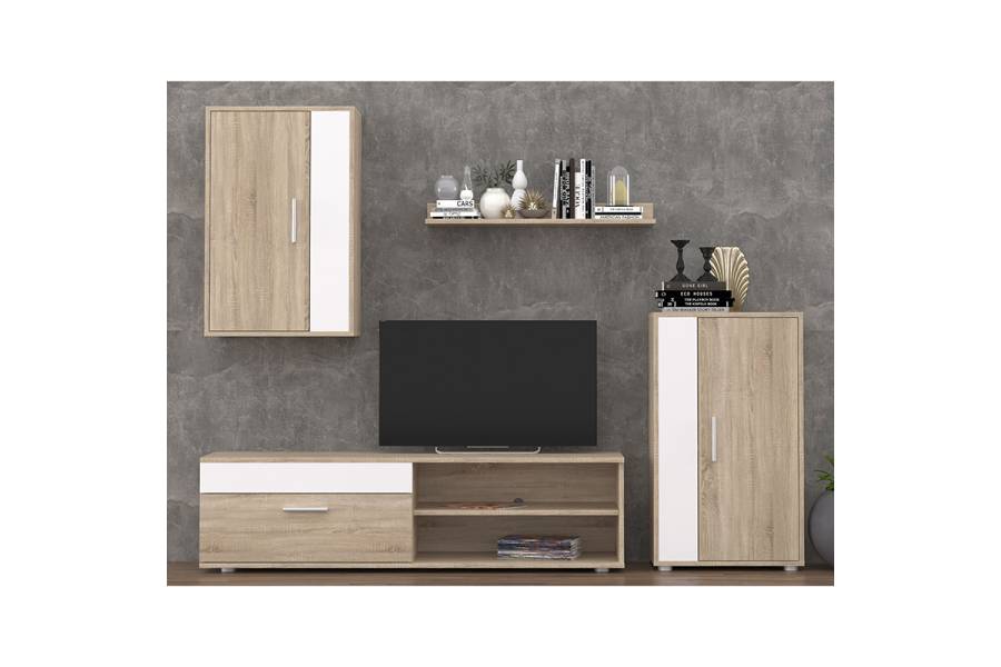 Σύνθετο σαλονιού Zafira pakoworld sonoma-λευκό 190x35x190εκ