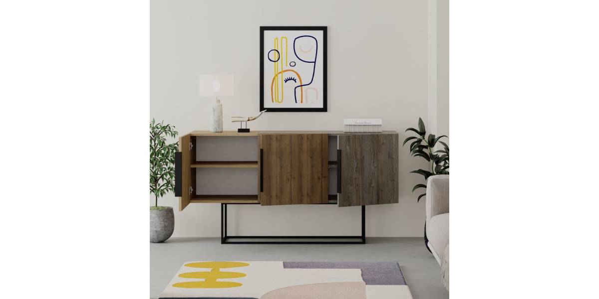 Μπουφές Estella pakoworld φυσικό-καρυδί 150x42x79.5εκ