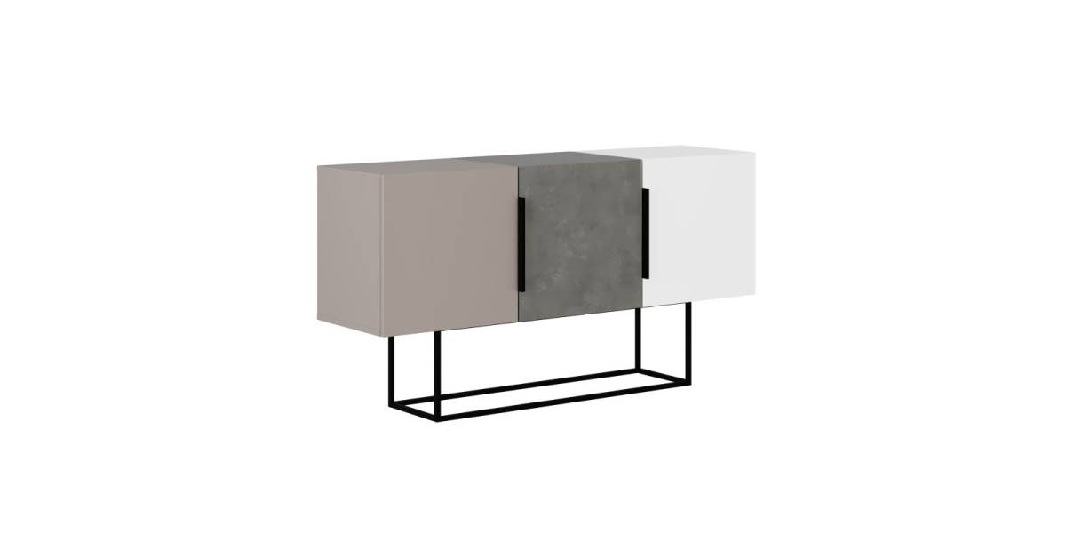 Μπουφές Estella pakoworld γκρι antique-μόκα-λευκό 150x42x79.5εκ