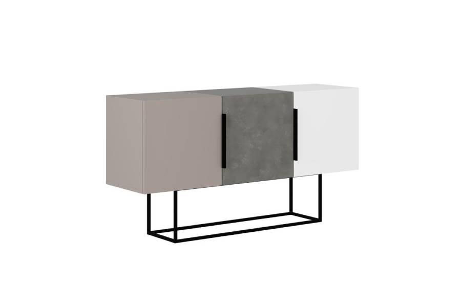 Μπουφές Estella pakoworld γκρι antique-μόκα-λευκό 150x42x79.5εκ