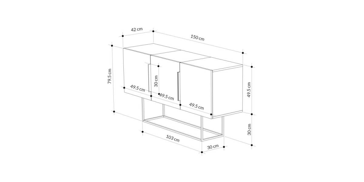 Μπουφές Estella pakoworld γκρι antique-μόκα-λευκό 150x42x79.5εκ
