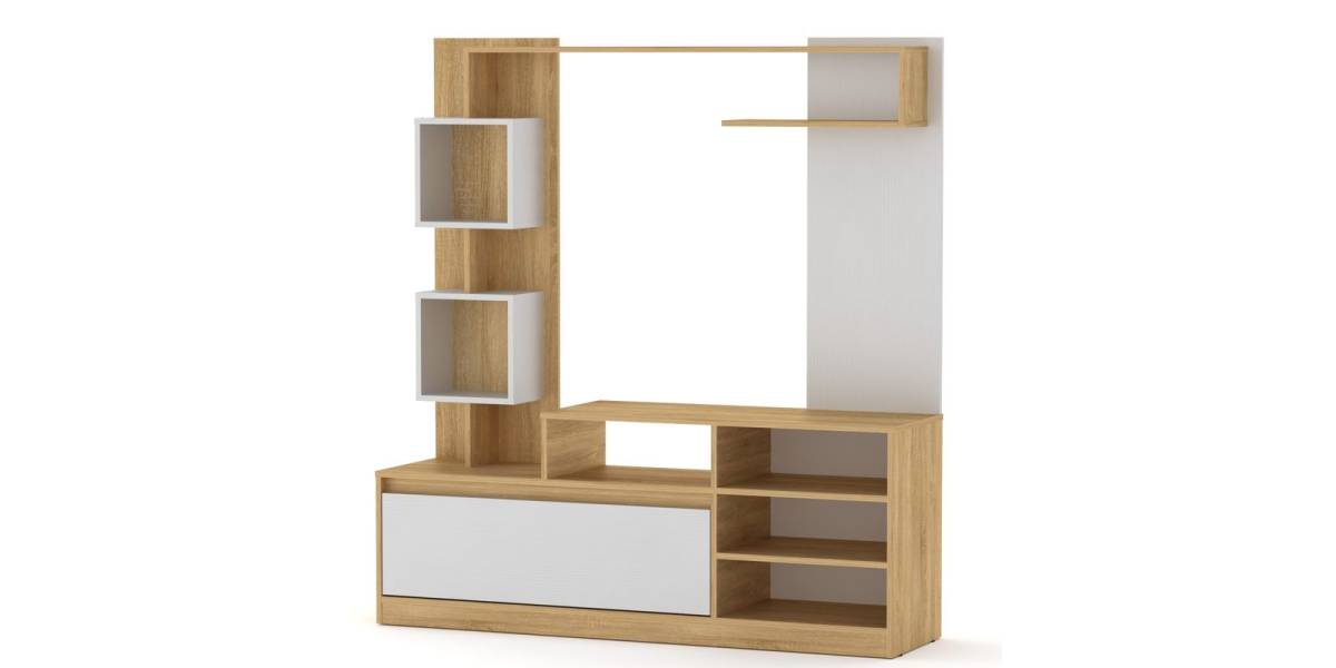 Σύνθετο σαλονιού Aiden pakoworld sonoma-λευκό 150x38.5x160εκ
