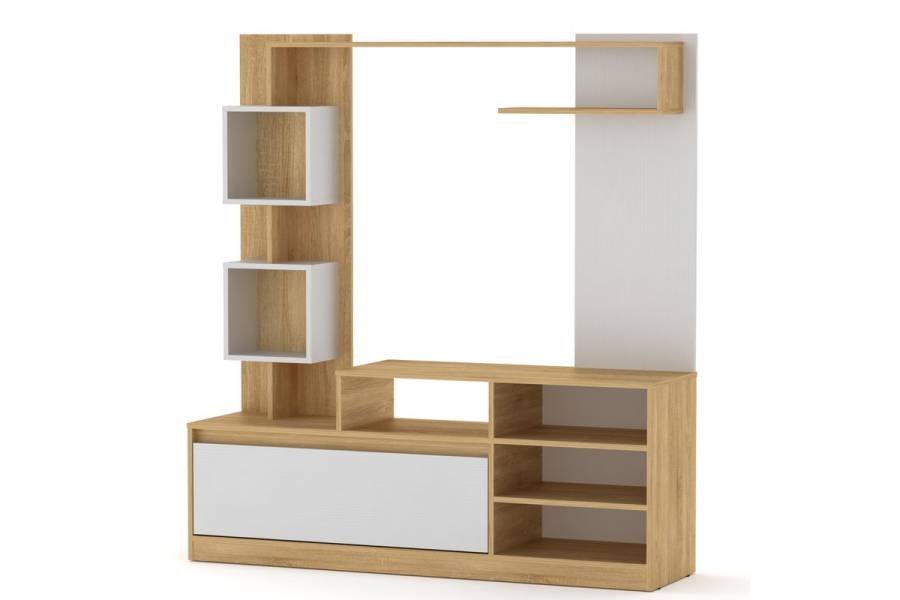 Σύνθετο σαλονιού Aiden pakoworld sonoma-λευκό 150x38.5x160εκ