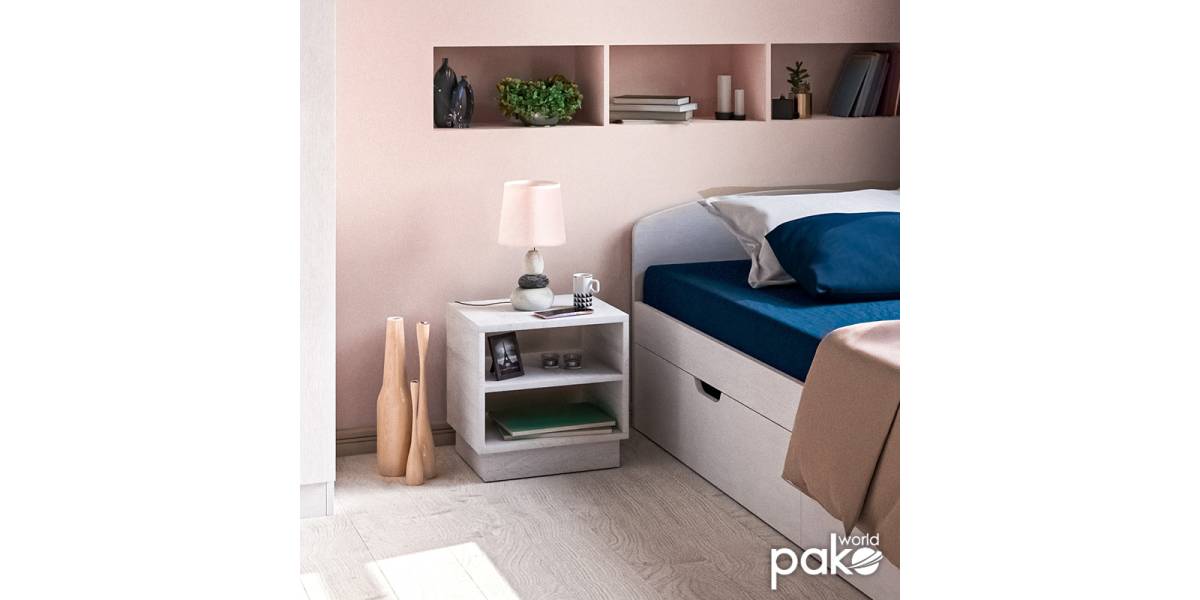 Κομοδίνο Mason pakoworld λευκό 40x32x40εκ
