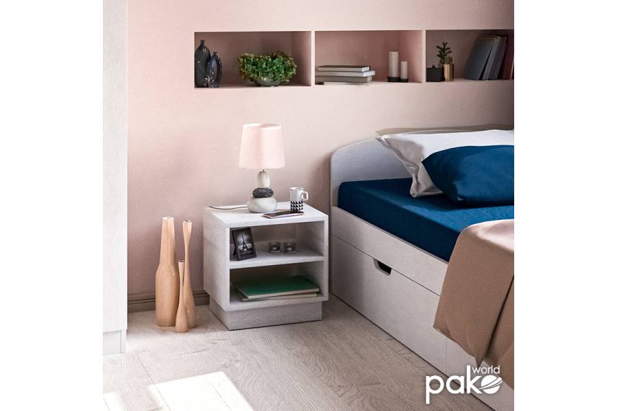 Κομοδίνο Mason pakoworld λευκό 40x32x40εκ