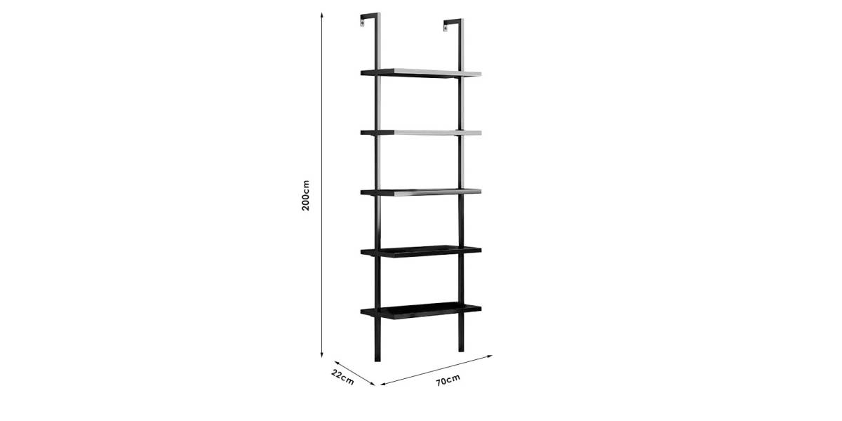 Ραφιέρα τοίχου Harris pakoworld σε μαύρη απόχρωση 60x22x200εκ