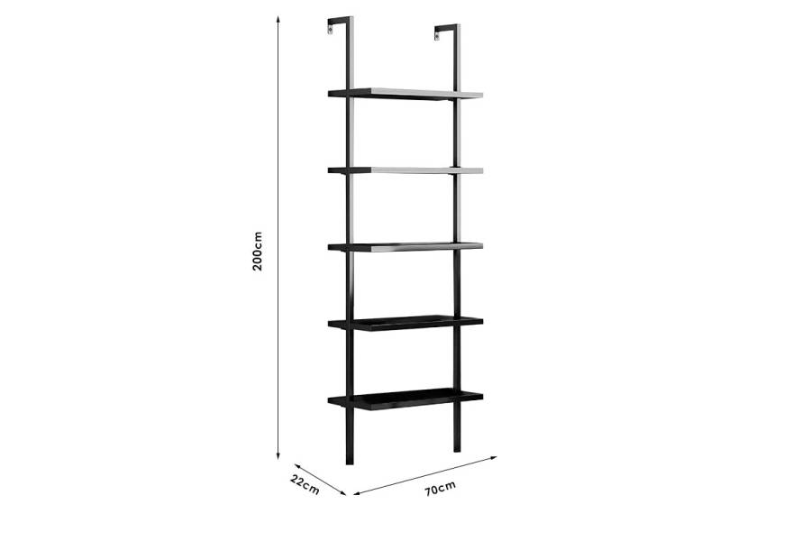 Ραφιέρα τοίχου Harris pakoworld σε μαύρη απόχρωση 60x22x200εκ