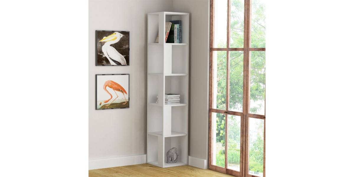 Βιβλιoθήκη στήλη Raphael pakoworld λευκό 31.5x31.5x159εκ