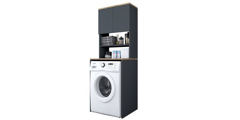 Έπιπλο πλυντηρίου Rasmus pakoworld ανθρακί-φυσικό 65x60x183.6εκ.
