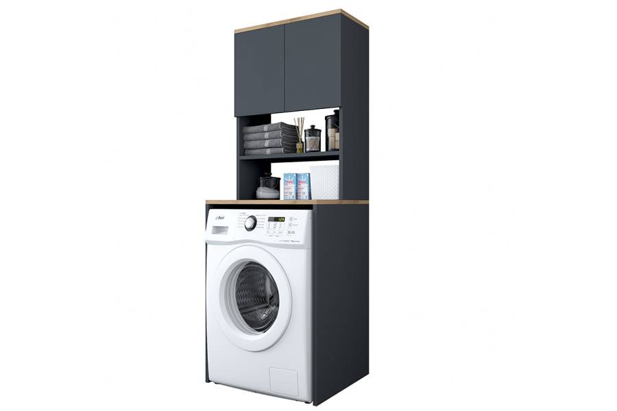 Έπιπλο πλυντηρίου Rasmus pakoworld ανθρακί-φυσικό 65x60x183.6εκ.