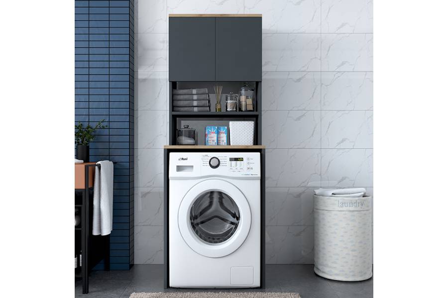 Έπιπλο πλυντηρίου Rasmus pakoworld ανθρακί-φυσικό 65x60x183.6εκ.