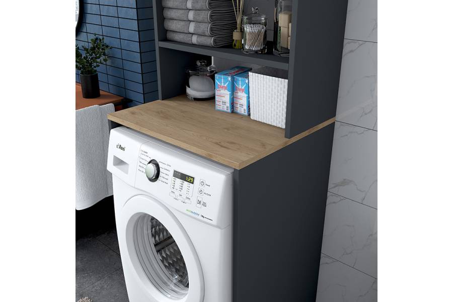 Έπιπλο πλυντηρίου Rasmus pakoworld ανθρακί-φυσικό 65x60x183.6εκ.