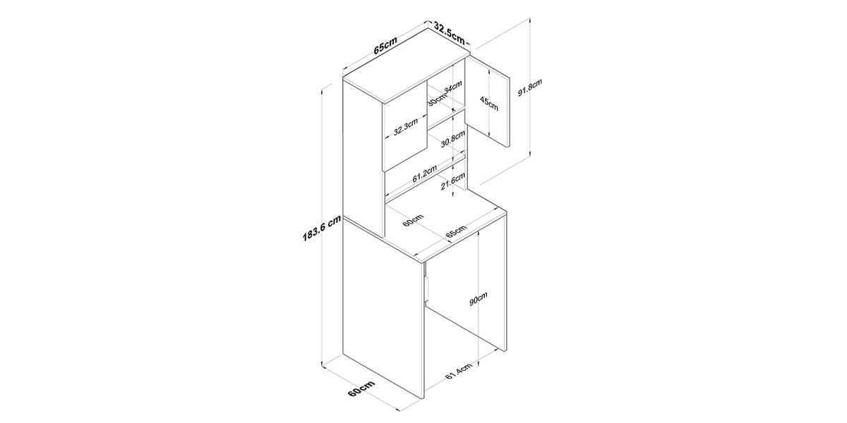 Έπιπλο πλυντηρίου Rasmus pakoworld ανθρακί-φυσικό 65x60x183.6εκ.