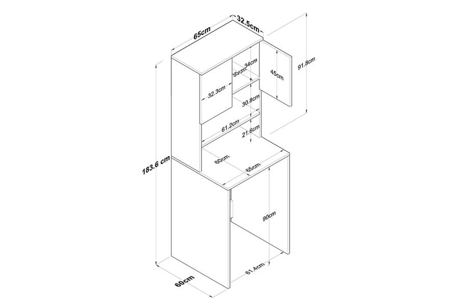 Έπιπλο πλυντηρίου Rasmus pakoworld ανθρακί-φυσικό 65x60x183.6εκ.