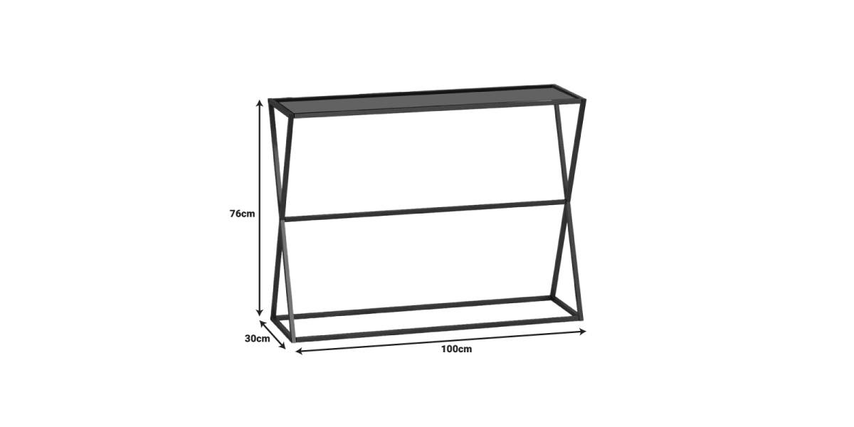Κονσόλα Loujie I pakoworld σε μαύρο μέταλλο-smoke γυαλί 100x30x76εκ