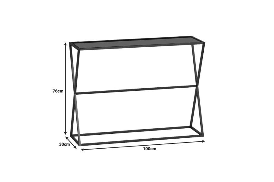Κονσόλα Loujie I pakoworld σε μαύρο μέταλλο-smoke γυαλί 100x30x76εκ